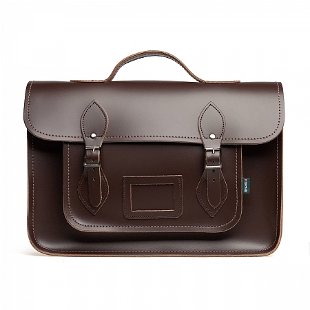 Zatchels Classic Satchel Dark Brown Handle 14.5-inch